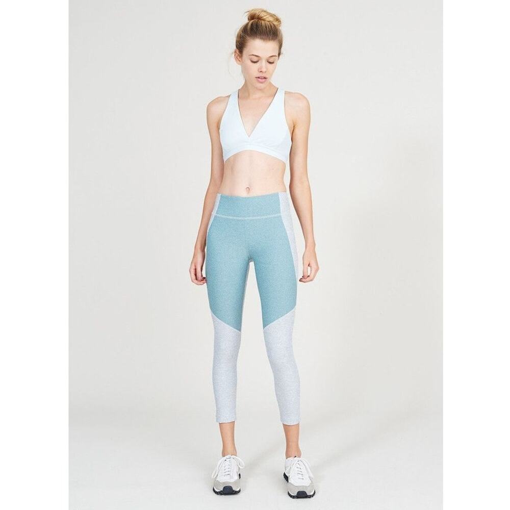 Outdoor Voices Two Tone 7/8 Legging Size S Green Grey High Rise Yoga Gym Run